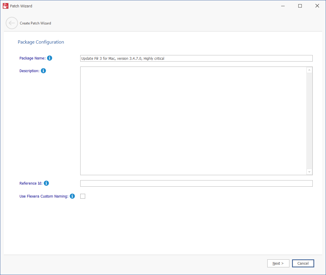 Package Configuration Panel